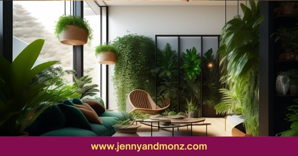 plants on wall in a living room