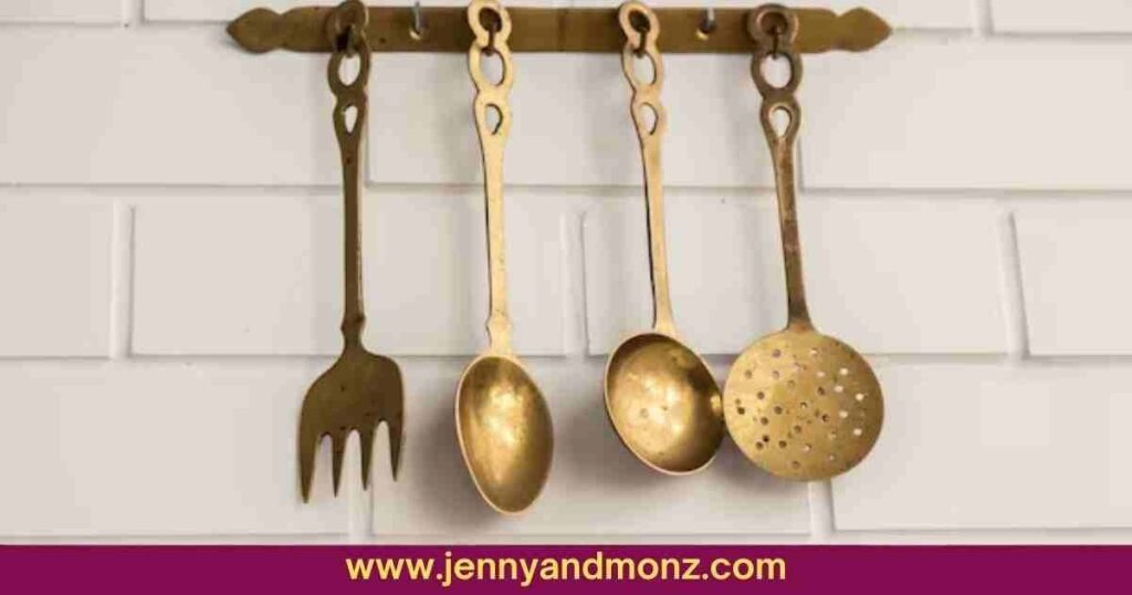Vintage cooking implements on wall