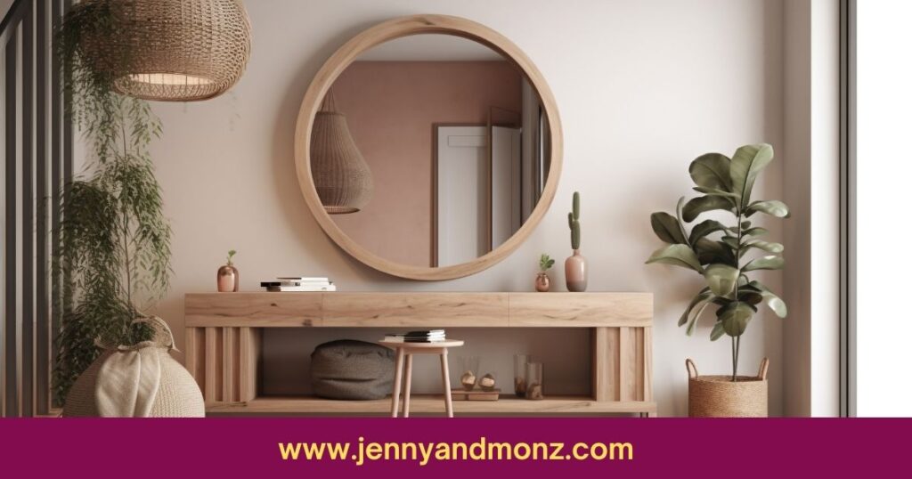 elegant mirror hanging on wall in living room