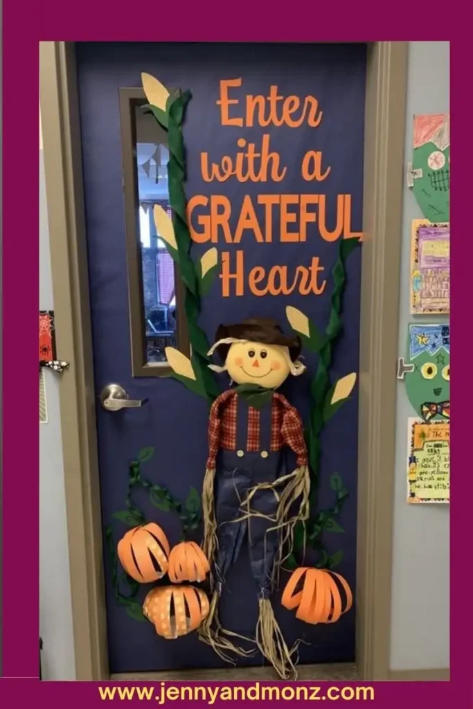 Fall door decor classroom 16 Enter with a Grateful Heart