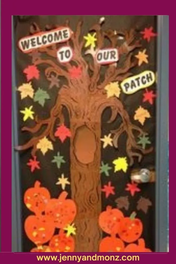 Fall door decor classroom 21 Welcome to Our Patch with Pumpkins