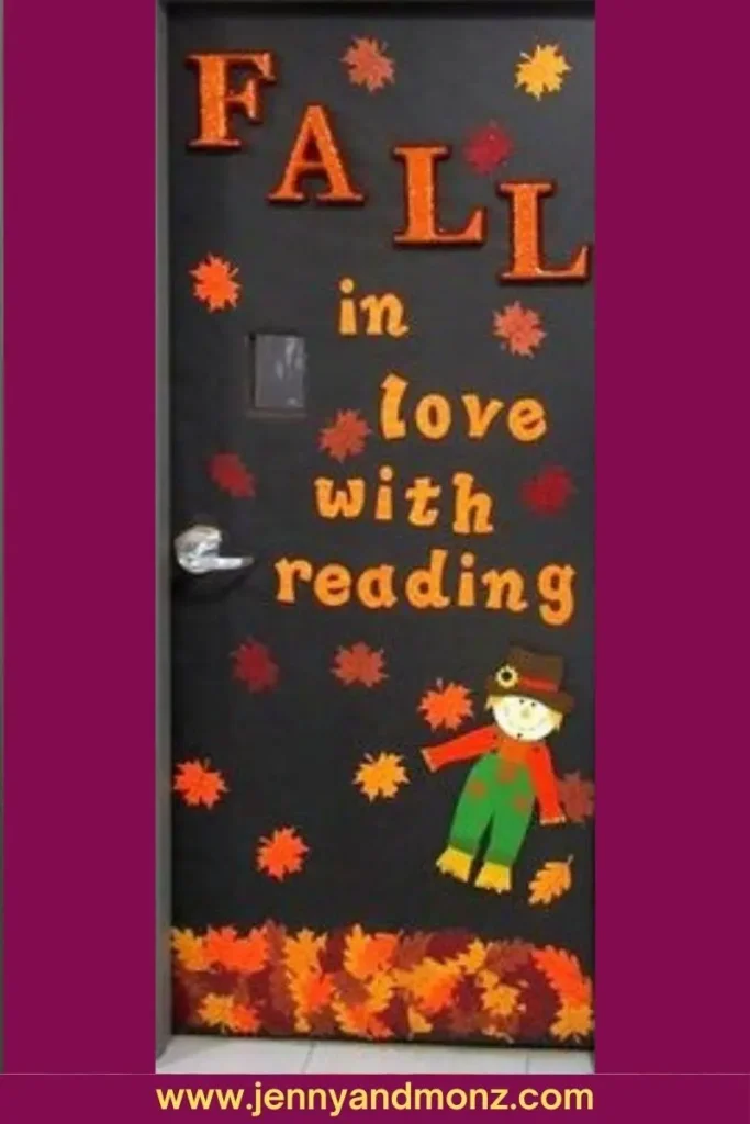 Fall door decor classroom 5 Fall in love with Reading