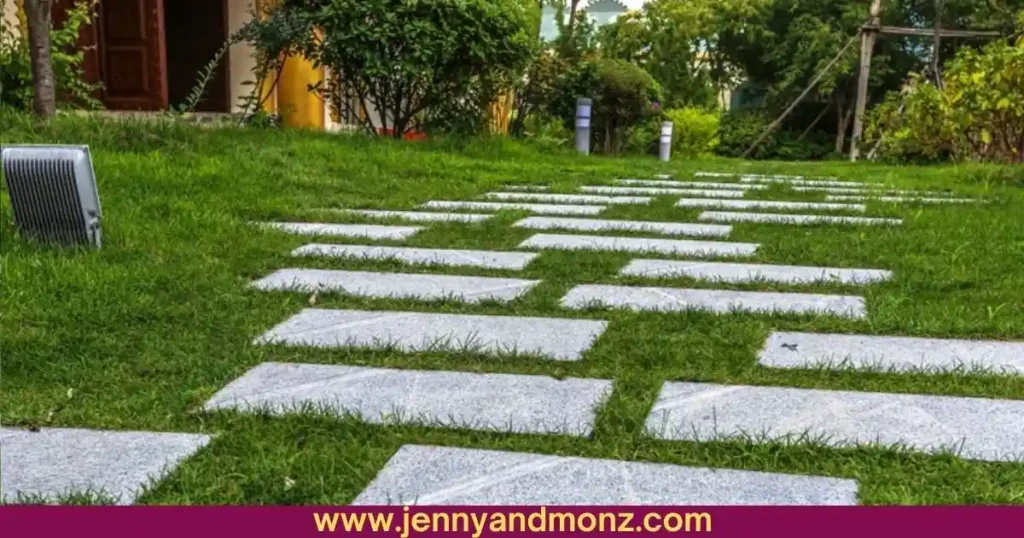 Home garden decor with rocks in steps
