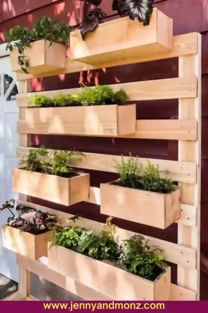 Plant boxes on patio wall
