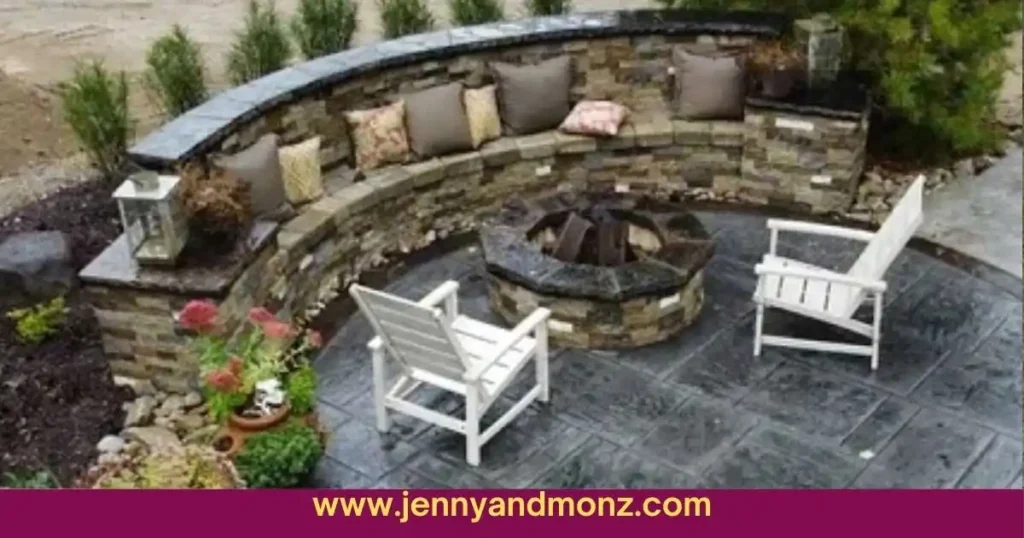 Vintage stony Patio wall with modern chairs