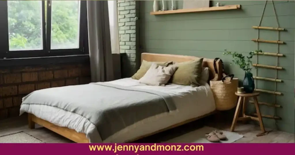 Cool colored simple bedroom for a single woman