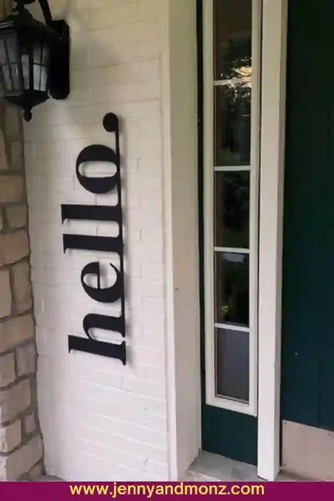 Metallic Hello Sign on Outdoor wall